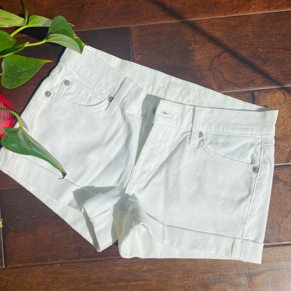 7 For All Mankind Roll Up Short In Clean White